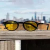 Retro mode solglasögon för män kvinnor vintage små runda ram solglasögon gula linsglasögon nyanser glasögon l220801276s