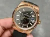 Noob watch mécanique 9002 Diamètre de mouvement 42 mm ceinture en caoutchouc naturel saphir en verre cristal rose cadran noir étanche