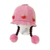 Berretti Cute Baby Cappello Autunno Inverno Caldo Protezione per le orecchie Parrucca lavorata a maglia in cotone Trecce Berretti Antivento Ispessimento Paraorecchie Cappelli Cofano