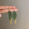 Dangle Earrings Inlaid Green Blue Rhinestone Drop For Women Luxury Long Tassel Vintage Statement Party Wedding Female Jewelry