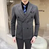 S-7XL Jacka Vest Pants High-End Brudgum Bröllopsklänning Solid färg Double-Breasted Suit 3st Mens Formal Business Suit 240106