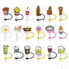 Drinking Straws Beverage Pattern St Toppers For 6-8Mm Sts Resin Sile Holiday Party Designer Sports Tumbler Topper Charm Drop Deliver Dhped