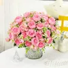 Fiori decorativi El Bouquet di peonie artificiali Seta finta Shugar Ocean Peony Cafe Decor Simulazione Fiore bianco