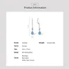 イヤリングサンツッツァピュア925スパークリングブルーガラス/スピネル白いキュービックジルコニアダングリングファインジュエリーのための女性用スターリングシルバーイヤリング