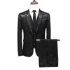 High-end marca terno roupas masculinas moda negócios banquete casamento blazers jaqueta com colete e calças preto/azul tamanho 6xl 240106