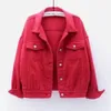 Women's Denim Jacket Spring Autumn Short Coat Pink Jean Jackets Casual Tops Purple Yellow White Loose Lady Outerwear 240105