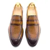 Mocassins Penny classiques en cuir véritable pour hommes, chaussures formelles de fête de mariage, faites à la main, à la mode, pour bureau et affaires