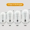 1 ampoule LED à charge intelligente 7 W 9 W 12 W 15 W (équivalent à 50 W-100 W) Blanc lumière du jour 6000 K, avec crochet de commutation, lumière de secours multifonctionnelle pour batterie de secours pour la maison