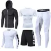 Men's Running Tracksuit Training Fitness Sportswear Set Compression Leggings Sport Clothes Gym Tight Sweatpants Rash Guard Lycra 240106