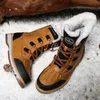 Fashion Men's Winter Boots Warm Fur High-top Snow Boot Men Waterproof Leather Platform Boots Outdoor Non-slip Men Winter Shoes 240106