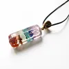 Pendant Necklaces Chakra Gravel Synthetic Crystal Epoxy Necklace Ogan Energy Geometric Long Style Jewelry