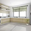 Cortina pintura a óleo abstrata grama verde cozinha pequena voile janela valance tule sheer curto quarto decoração de casa