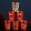 Wegwerpbekers Rietjes 10 Stuks Verdikte Lente Festival Papier Lekvrije Harde Chinese Jaar Cup Draak Patroon Drinkware