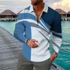 Geometry Line Business Herren 3D-Druck Golfpolo Outdoor Casual Alltag Streetwear Polyester Langarm Turndown Zip Shirts L 240106