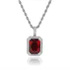 HOYON Square Emerald Stone Solid Ruby Sapphire Zircon Pendant NO Chain for Women Men Necklace Trendy Colored Gem Fine Jewelry 240105