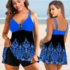 Kobiety dwa kawałki drukuj Tankini seksowne bikini Swimdress Zestaw kąpieli kąpielowej kąpieli kąpielowej Sui Plus w rozmiarze Plus w rozmiarze 240105