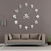 Crânes sans cadre bricolage grande horloge murale Morden Da Parete horloge à Quartz intérieur 3d miroir montres salon décor à la maison Wandklok Y20238A