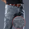 Gray Jeans Men's Slim Elastic Korean Fashion Vintage Casual Skinny Feet Male Clothing Denim Trousers 27-36 240106