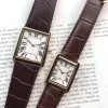 Top Men Men Women Tank Watches Square Case Leather Strap Quartz Movem