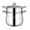 Pentola per zuppa a doppia caldaia spessa in acciaio inossidabile 304 fornello per porridge con fondo di grande capacità universale alta