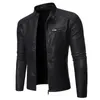 Повседневная кожаная куртка из искусственной кожи для мужчин, весенне-осеннее пальто, мотоциклетное байкерское пальто, облегающая верхняя одежда, мужская черная, синяя одежда, большие размеры S-3XL 240106