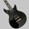 Guitare électrique Black Hummingbird, double micro, guitare à six cordes, touche en palissandre, boutons de cordes en jade