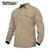 Tacvasen Men's Tactical Shirts Summer Lightweight Quick Torking Shirts Army Military Shirts Långärmad utomhusarbeten Lasttröjor 240105