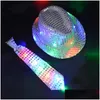 Party Hats Fashion Kids Adt Led Light Up Tie Sequin Jazz Fedora Hat Flashing Neon Party Gifts Costume Cap Birthday Wedding Carnival Dr Dhrlo