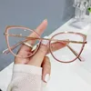 Sunglasses Unisex Cat Eye Anti-Blue Light Glasses Women Men Computer Optical Oversized Frames Clear Metal Frame