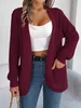 Herfst Winter Gebreide Vesten Voor Vrouwen Casual Lange Mouwen Zakken Trui Bovenkleding Wit Grijs Rood Kaki Groen 240105