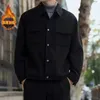 Haute qualité veste velours côtelé décontracté tricot tiré cheveux hommes léger luxe outillage revers en peluche et épaissir hommes manteau 240105