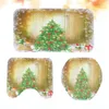 Badmatten Kerst Toilet Cover Set Tapijt Tapijt Niet-vloermat Feestdecoratie voor thuiskantoor