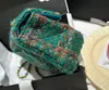 Sac de créateur en Tweed à rabat classique, sac à bandoulière de luxe avec chaîne en matériel doré, à la mode