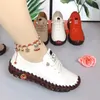 Vintage Atmungsaktive Frauen Sommer Schuhe Lace Up Plattform Faulenzer Mode Leder Hohl Slip-On Casual Mom Schuh Zapatos Mujer 240105