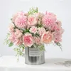 Wreaths Decorative Flowers Real Touch Silk Rose Peony Fake Artificial Bouquet Plants Flower Ball Wedding Mariage Home Garden Party Decorat