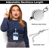 Smycken utdragbar märke rulle lanyard id -korthållare rostfritt stål kedja halsband nyckelringsklipp för kvinnor män anställd grossist