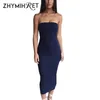 Zhymihret Elegant Red Skinny Tube Dress Axless Long Sexy Backless Bandage Party Night Off Shoulder Vestidos Femme 240106