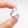 Anelli di fascia anello aperto in pietra in quarzo grezzo per donne ragazze in argento a grappolo cristallino di dita di dito reSizablel240105