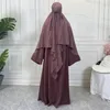 Abbigliamento etnico Eid Preghiera Indumento Lungo Khimar Islam Donna Hijab Uno strato Top senza maniche Abaya Caftano Ramadan Copricapo arabo musulmano