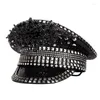 Baskar Sparkling Captain Hat Heavy Crystal Sequins Nitets för Bachelorette Party Bride Actor Actress