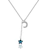 Pendentif Colliers Mode Style Étoiles Bleu Cristal Gland Goutte Collier Femmes CZ Zircon Lune Charme Bijoux De Fête Pour Femmes