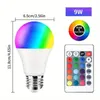 1pc LED slimme afstandsbedieningslamp, RGB + wit, 16 kleuren lichten 9W 110V, flitsfunctie, voor kamerdecoratie, verlichting, live verlichting sfeerverlichting, kan 2 jaar worden gebruikt