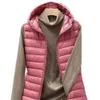 Señoras estilo medio y largo color puro Con capucha luz abajo chaqueta de chaleco de algodón otoño e invierno delgado sin mangas Mujer Parkas chaleco 240106