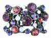 Anelli di banda Cuocio Gunmetal Multicolor Purple Rhinestones Cluster Rhinestone Fashion Stacking Ringl240105