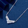 Cadenas Joyería francesa Alta calidad 925 Plata de ley 18k Oro rosa Collares de perlas blancas para mujeres