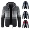 Male Autumn Winter Hoodie Mens Sweater Coat Fleece Warm Jackets Y2K Korean Striped Stylish Hooded Cardigan Hombre Outwear 240105