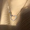 Pendentif Colliers 925 Sterling Silver Femmes Zircon Endless Love Heart Collier Fashion Clavicule Chaîne Fine Bijoux Cadeau de fiançailles