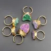 Band Rings Fashion Natural Colorful Quartz Crystal Cluster Hearts Ring Healing Agates Stone Justerbara Fashion Jewelry 4st Gratis fraktl240105