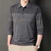 Streetwear Fashion Men Striped Polo Shirts Spring Autumn Cotton Male Clothes Pockets Long Sleeve Casual Loose Business Tops 240106