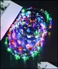 Accessoires pour cheveux 10pcs Colorf Fête de Noël Couronne lumineuse Halloween Couronne Fleur Bandeau Femmes Filles LED Light Up Hai Babydhs8086724